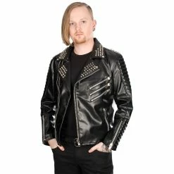 Black Pistol Faux Leather Biker Jacket - Rockers