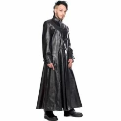 Black Pistol Faux Leather Coat - Closure Coat Sky