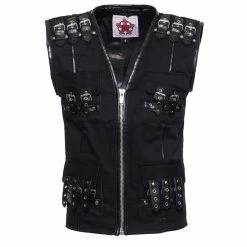 Black Pistol Gothic Vest - Buckle Vest Denim