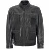 King Kerosin Biker Leather Jacket - Blanko Black