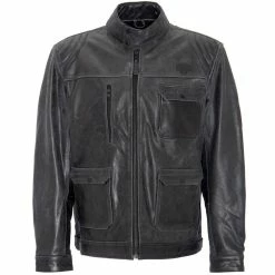 King Kerosin Biker Leather Jacket - Blanko Black