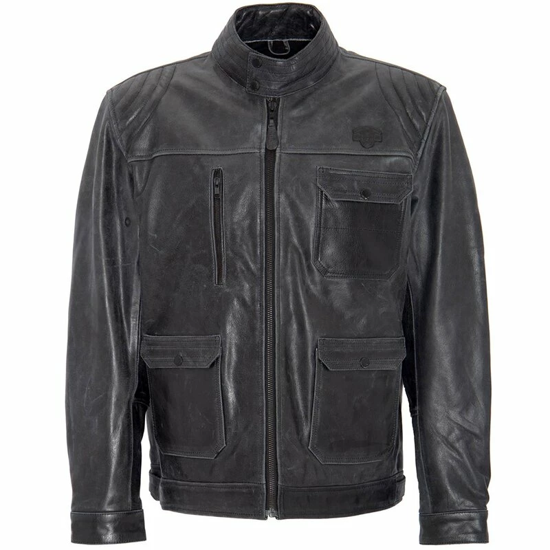 King Kerosin Biker Leather Jacket - Blanko Black