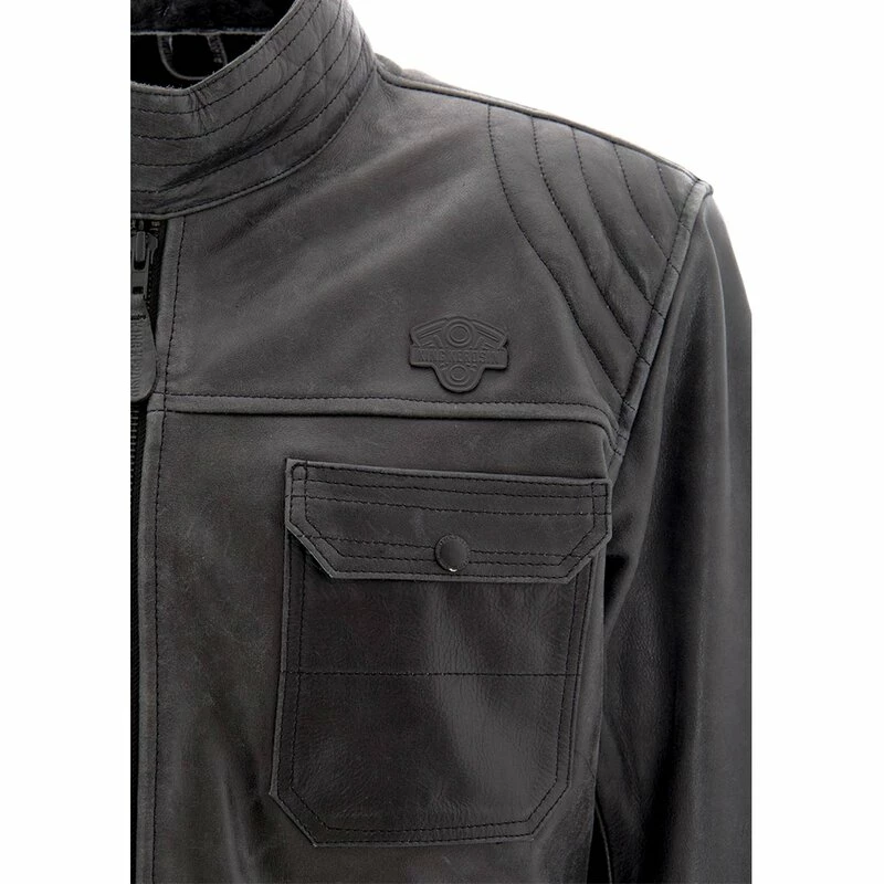 King Kerosin Biker Leather Jacket - Blanko Black - Image 3