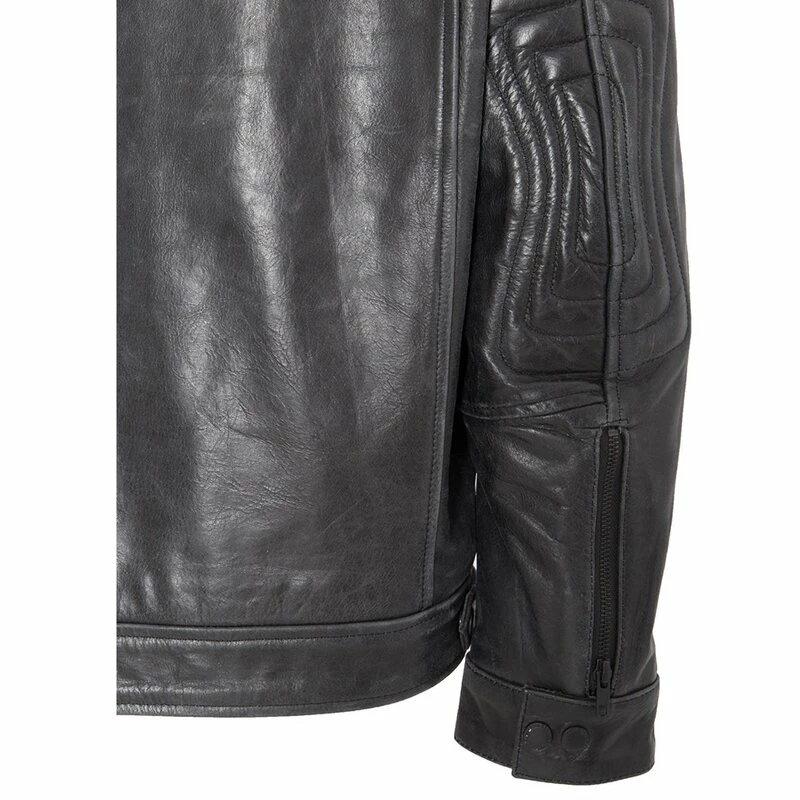 King Kerosin Biker Leather Jacket - Blanko Black - Image 5