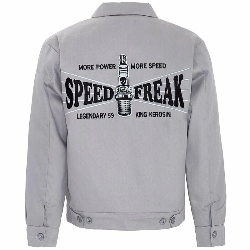 King Kerosin Gabardine Jacket - Speed Freak Grey - Image 2