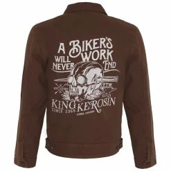 King Kerosin Vintage Canvas Worker Jacket - Biker's Work Brown