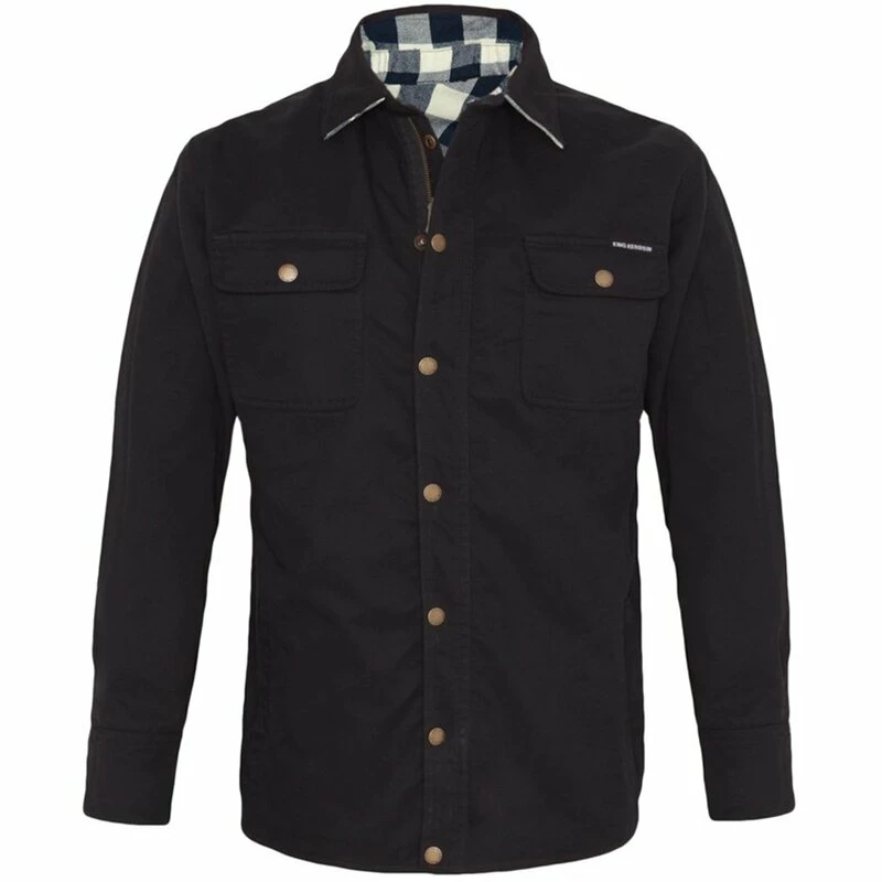 King Kerosin Woodcutter / Denim Kevlar Reversible Jacket - Turning Shirt Navy-Cream